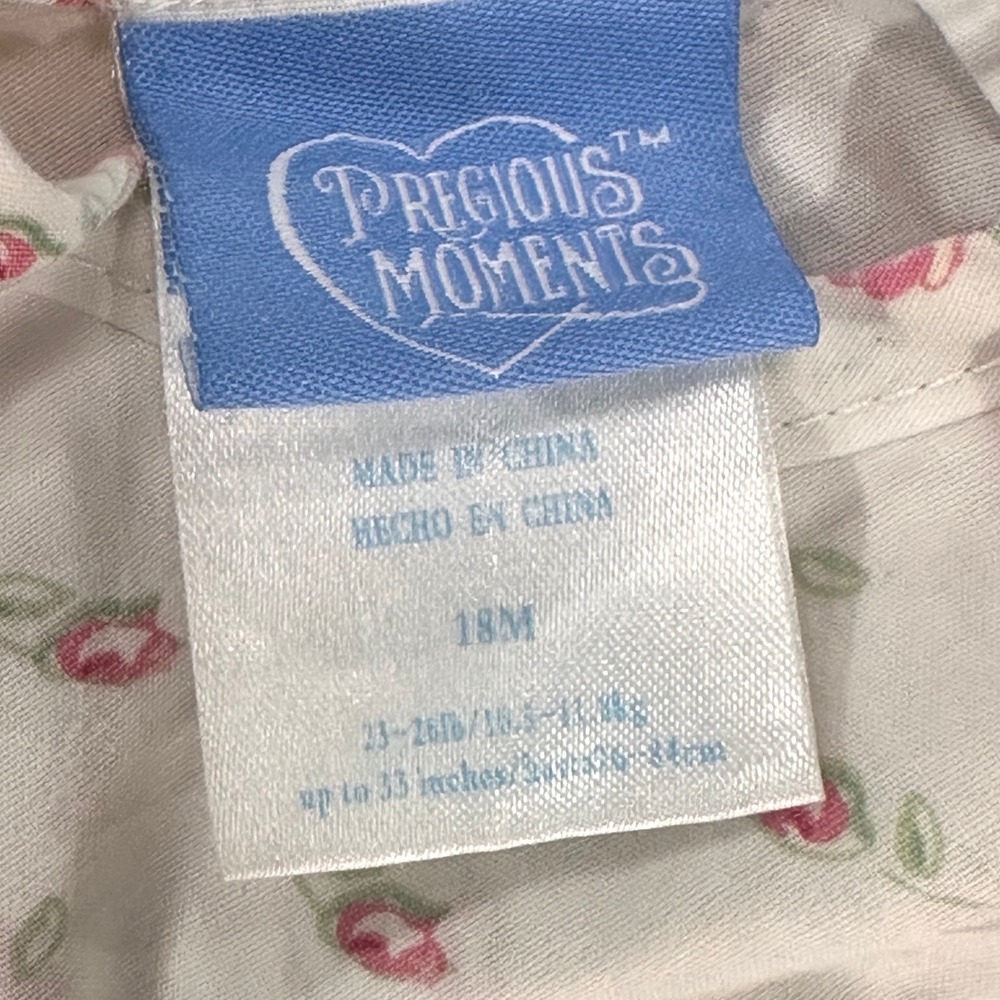 Precious Moments Floral Smocked Dress Toddler Girls 18M White Pink Rare HTF - Picture 5 of 5